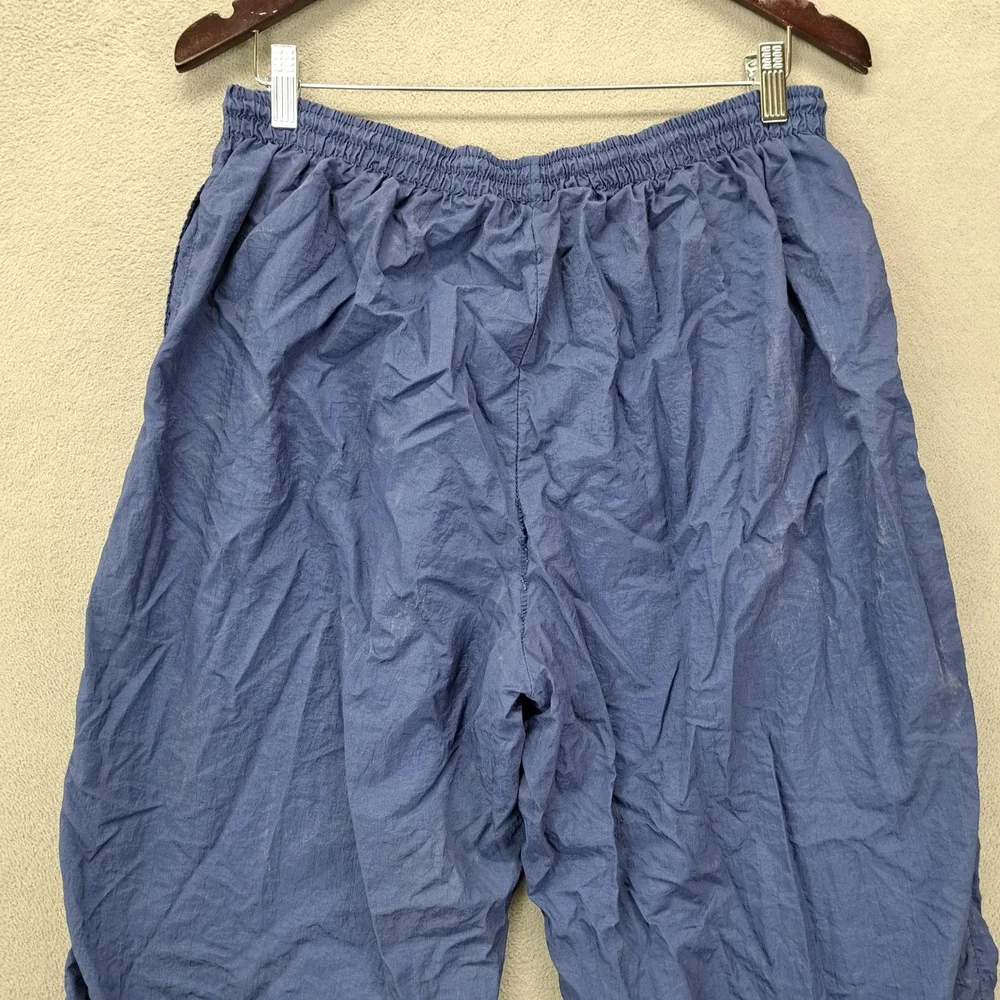 Vintage Nike Track Pants XL Blue Nylon Zippered Cuffed Bottoms 90s Menswear